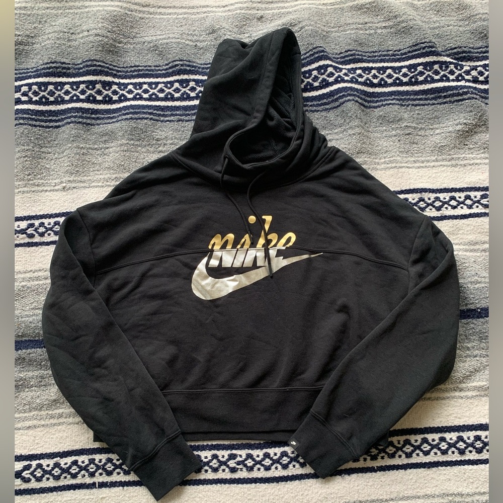 Nike Black Cropped Hoodie Size M
